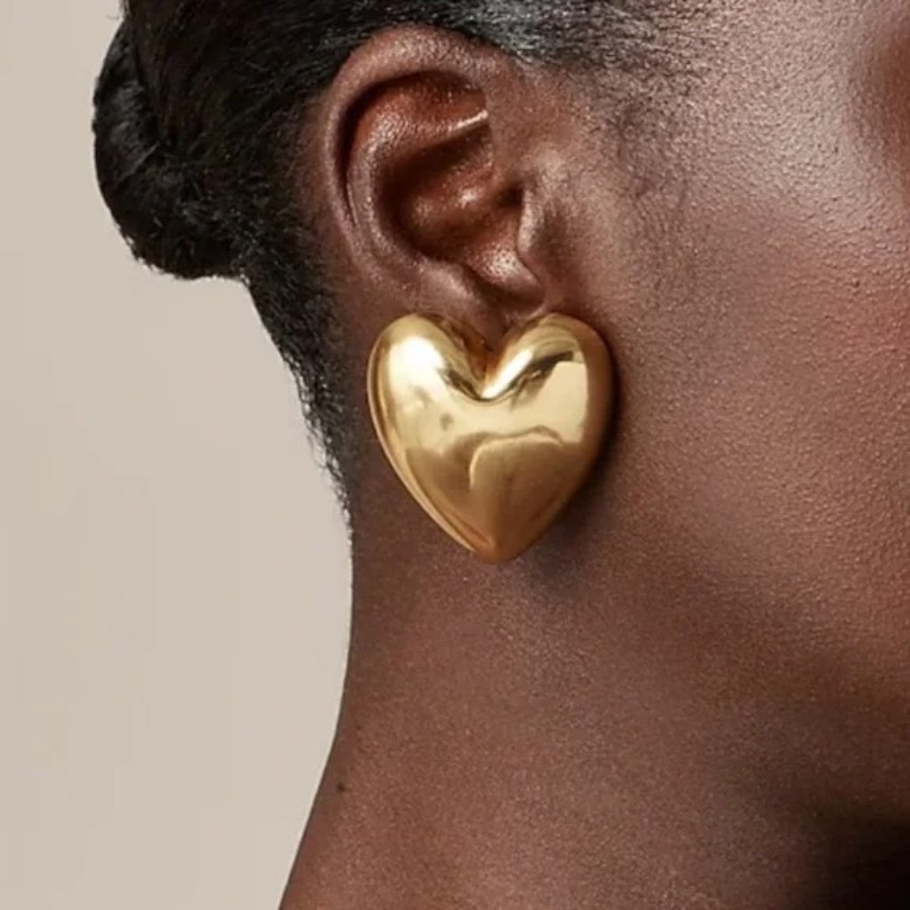 Nwot Gold Heart Statement Earrings